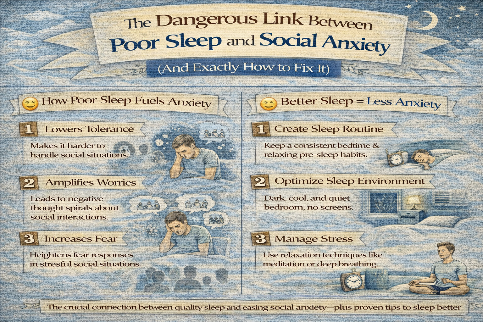 poor sleep and social anxiety – tired person unable to sleep