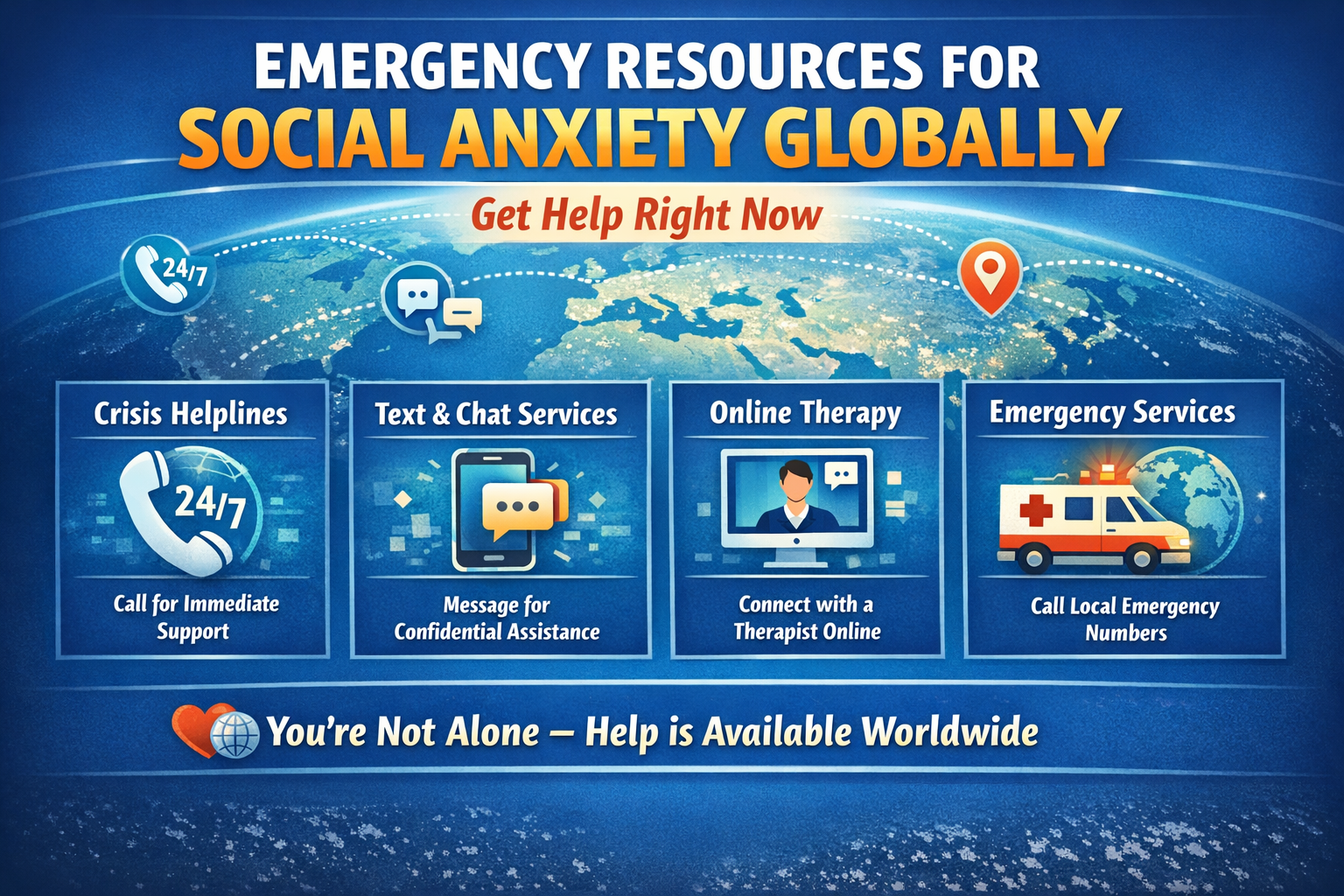 Emergency resources for social anxiety – get help right now globally